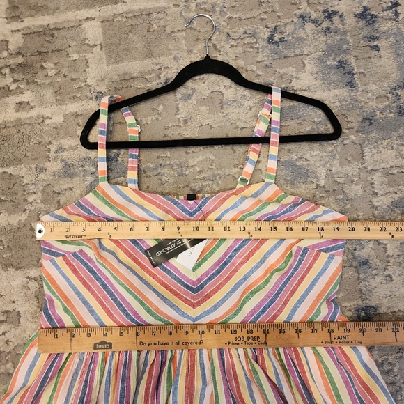 NWT Lane Bryant Sleeveless Sweetheart-Neck Rainbow Stripe Fit & Flare Dress 18 - Picture 11 of 16
